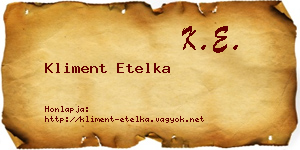 Kliment Etelka névjegykártya